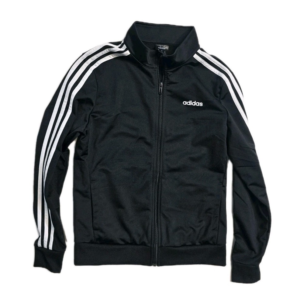 Adidas Jacket Womens M Black Track Zip Sweatshirt Stripes Outdoors Running
